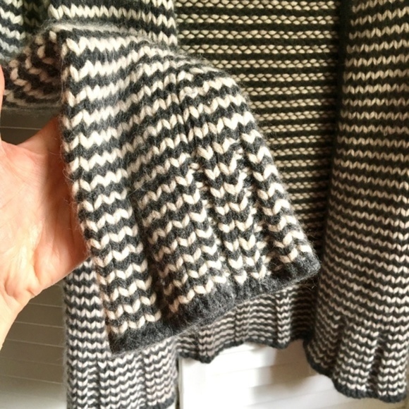 {Farhi} Wool Angora Striped Grey Cardigan Sweater - Picture 7 of 8
